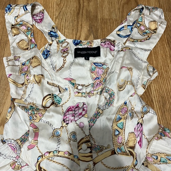 VANESSA MOONEY THE ELISABETH ROMPER DRESS in Jewelry Print Size Large - Picture 11 of 13